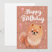 Schattigee Pommerse Gelukkige Verjaardag Feestdagenkaart (Voorkant / Achterkant)