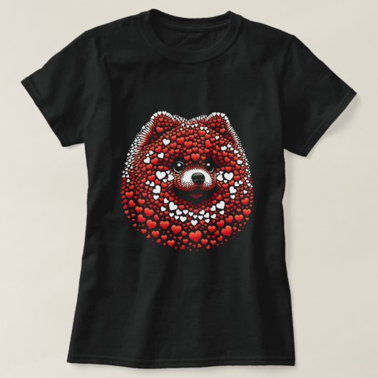 Schattigee Pommerse Hart Mannen Vrouwen Hond Valen T-shirt (Design voorkant)