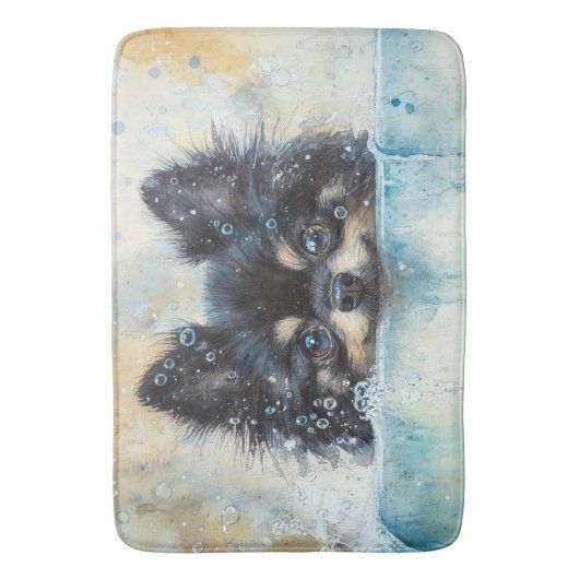 Schattigee Pommerse hond in bad Badmat (Voorkant Verticaal)