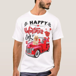 Schattigee Pommerse Hond Rode Vrachtwagen Happy Va T-shirt
