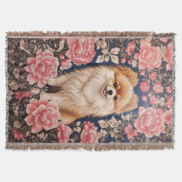 Schattigee Pommerse Hond Roze Bloemen Deken