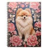 Schattigee Pommerse Hond Roze Bloemen Notitieboek (Voorkant)