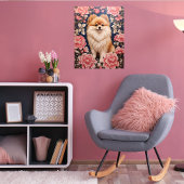 Schattigee Pommerse Hond Roze Bloemen Poster