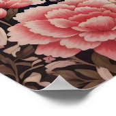 Schattigee Pommerse Hond Roze Bloemen Poster (Hoek)