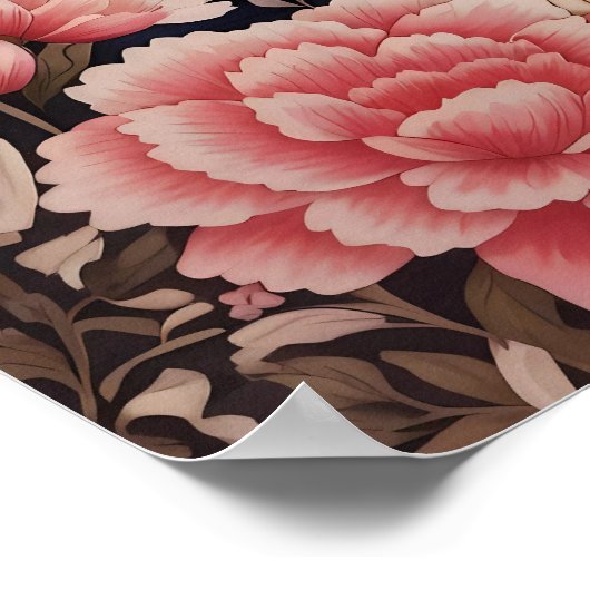 Schattigee Pommerse Hond Roze Bloemen Poster (Hoek)