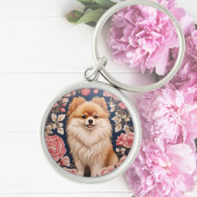 Schattigee Pommerse Hond Roze Bloemen