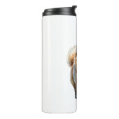 Schattigee Pommerse hond Waterverf gepersonaliseer Thermosbeker (Gedraaid links)