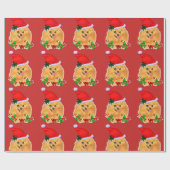 Schattigee Pommerse Kerstman Cadeaupapier (Vlak)