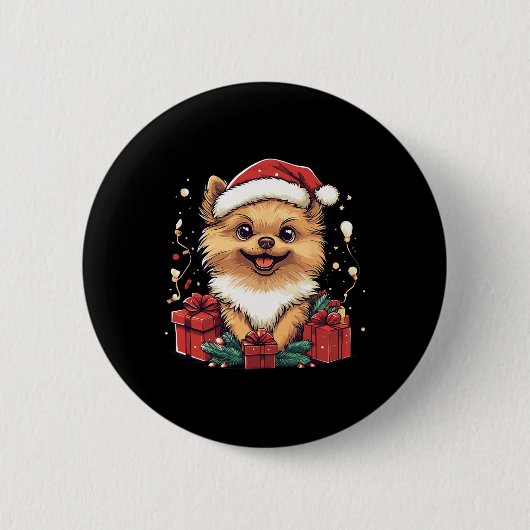 Schattigee Pommerse Kerstmuts Grappige Kerstgedich Ronde Button 5,7 Cm (Voorkant)