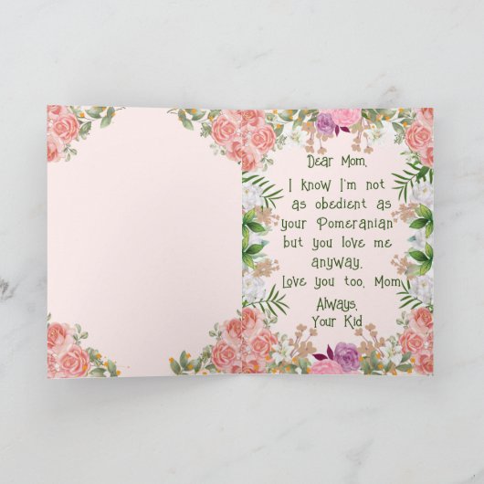 Schattigee Pommerse Moederdag Kaart (Binnen)