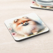 Schattigee Pommerse waterverf illustratie Bier Onderzetter (Linkerzijde)