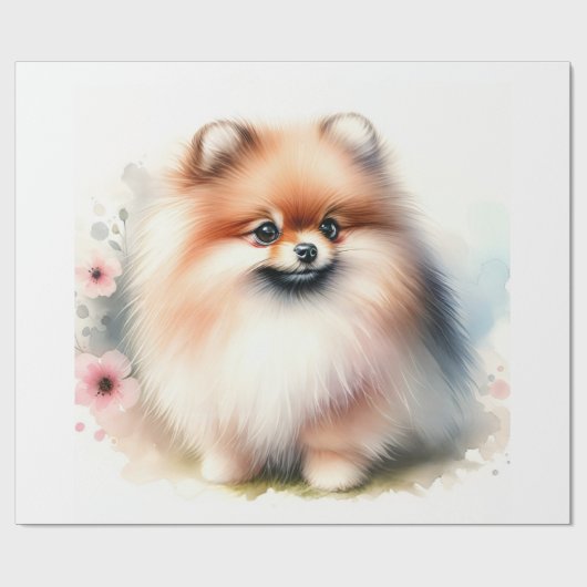 Schattigee Pommerse waterverf illustratie Cadeaupapier (Vlak)