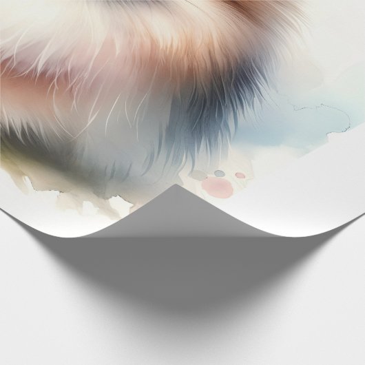 Schattigee Pommerse waterverf illustratie Cadeaupapier (Hoek)