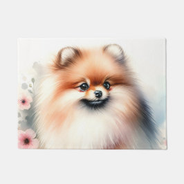 Schattigee Pommerse waterverf illustratie Deurmat