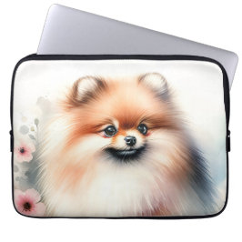 Schattigee Pommerse waterverf illustratie Laptop Sleeve