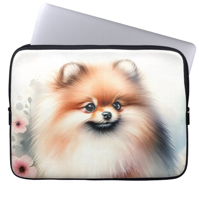 Schattigee Pommerse waterverf illustratie Laptop Sleeve (Voorkant)