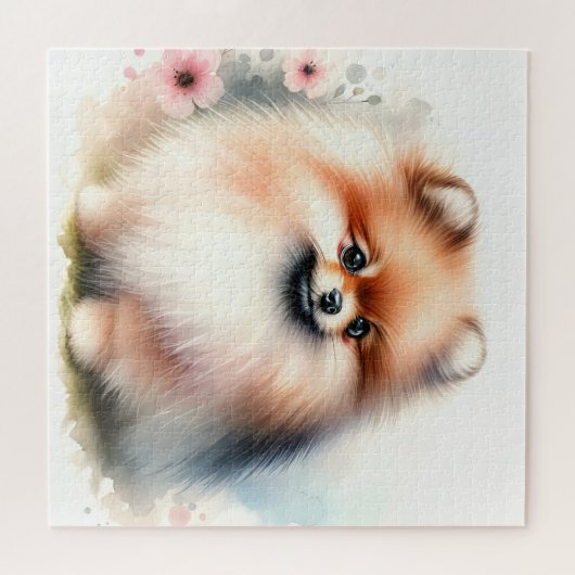 Schattigee Pommerse waterverf illustratie Legpuzzel (Horizontaal)