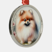 Schattigee Pommerse waterverf illustratie Metalen Ornament (Rechts)