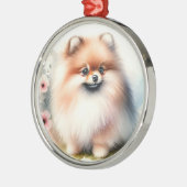 Schattigee Pommerse waterverf illustratie Metalen Ornament (Links)