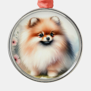 Schattigee Pommerse waterverf illustratie Metalen Ornament