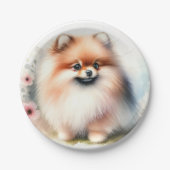 Schattigee Pommerse waterverf illustratie Papieren Bordje (Voorkant)