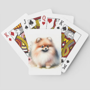 Schattigee Pommerse waterverf illustratie Pokerkaarten