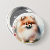 Schattigee Pommerse waterverf illustratie Ronde Button 7,6 Cm (Voorkant /achterkant)