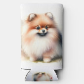 Schattigee Pommerse waterverf illustratie Seltzer Blikjeskoeler (Achterkant)