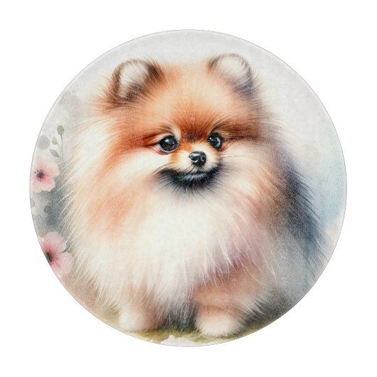 Schattigee Pommerse waterverf illustratie Snijplank (Voorkant)