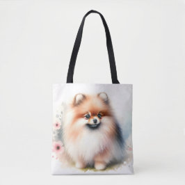 Schattigee Pommerse waterverf illustratie Tote Bag
