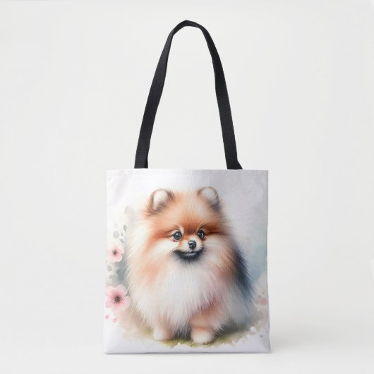 Schattigee Pommerse waterverf illustratie Tote Bag (Voorkant)