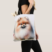 Schattigee Pommerse waterverf illustratie Tote Bag (Dichtbij)