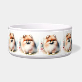 Schattigee Pommerse waterverf illustratie Voerbakje