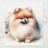 Schattigee Pommerse waterverf illustratie Wijn Etiket (Enkel label)