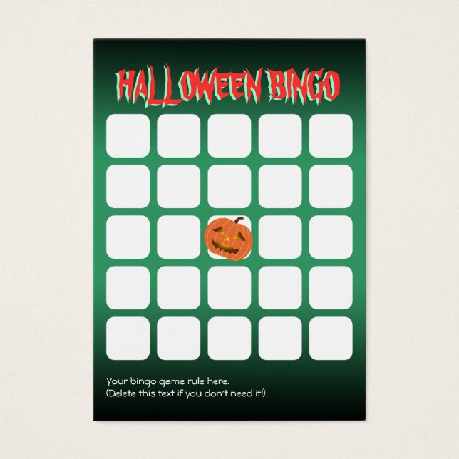 Schattigee Pompoen 5x5 Scary Halloween Party Bingo Visitekaartjes (Voorkant)