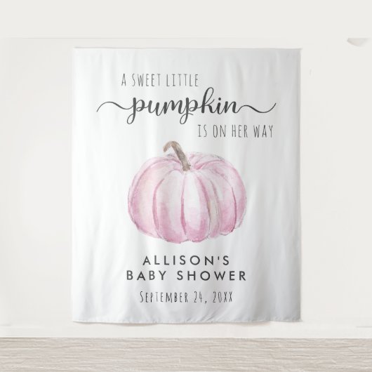 Schattigee pompoen baby meisje douche welkom wandkleed (Voorkant)