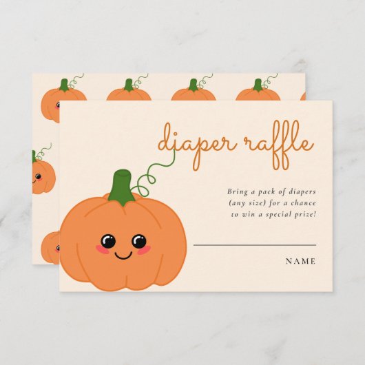 Schattigee Pompoen Baby shower Luier Raffle Peach Informatiekaartje