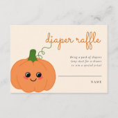 Schattigee Pompoen Baby shower Luier Raffle Peach Informatiekaartje (Voorkant)