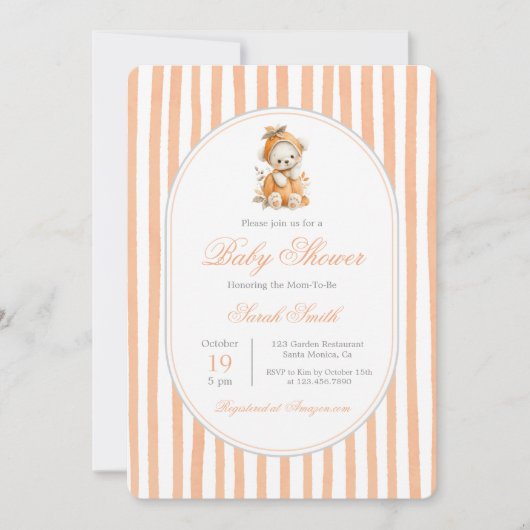 Schattigee pompoen Baby shower meisje Kaart (Voorkant)