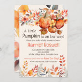 Schattigee pompoen Baby shower uitnodiging, BEWERK Kaart (Voorkant / Achterkant)