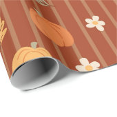 Schattigee pompoen & bladeren naadloze herfststree cadeaupapier (Rol Hoek)