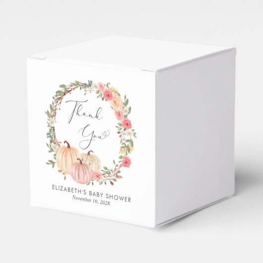 Schattigee pompoen bloemenbaby meisje douche dank  bedankdoosjes (Voorkant Zijde)