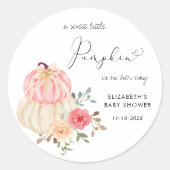 Schattigee pompoen bloemendouche Waterverf baby me Ronde Sticker (Voorkant)