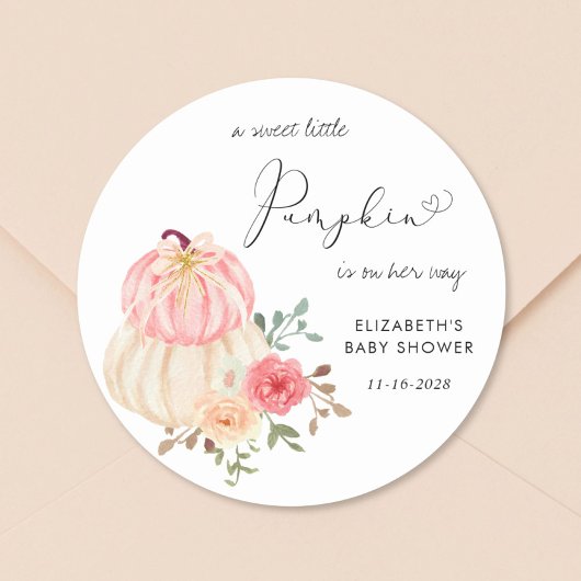 Schattigee pompoen bloemendouche Waterverf baby me Ronde Sticker