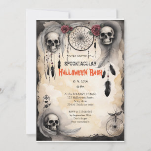 Schattigee pompoen Boo Halloween bash Kaart
