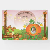 Schattigee Pompoen Carriage Girl Verjaardag Herfst Spandoek (Horizontaal)