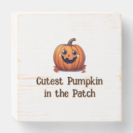 Schattigee Pompoen Cartoon Halloween Oranje Tekst Houten Kist Print