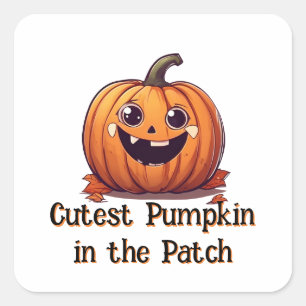 Schattigee Pompoen Cartoon Halloween Oranje Tekst Vierkante Sticker