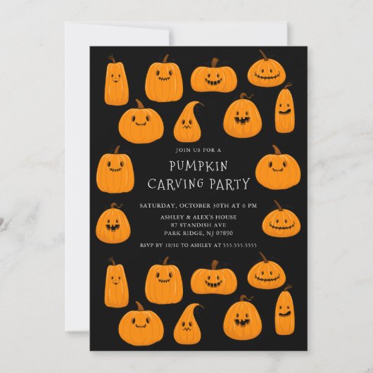 Schattigee pompoen carving Halloween Kaart (Voorkant)