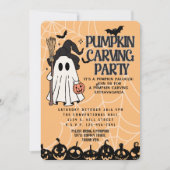Schattigee pompoen carving Halloween uitnodigingen (Voorkant)